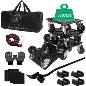 [Clearance] Furniture Dolly, Furniture Movers with 5 Wheels 360 Rotatable and Lockable, 4 Packs Premium Carbon Steel Furniture Lifter Mover Tool Set Perfect for Heavy Furniture