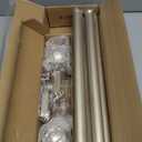 Champagne Gold Curtain Rod for Windows 66 to 120 Inches(5.5-10ft), 1" Diameter Heavy-Duty Adjustable Decorative Curtain Rod with Striped Twisted Finials - for Living Room Bedroom (Modern Home Decor)