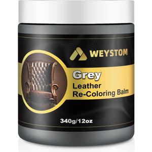 Leather Recoloring Balm-Leather Repair Kit for Restore Couches, Car Seats, Clothing, Restore The Color to Scratched and Faded (Grey)