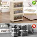 3 Tier - 34QT Stackable Storage Bins with Lids, Storage Cabinet with Wheels | Plastic Collapsible Storage Bins for Easy Storage and Organization for Living Room, Office