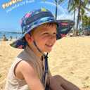 Kids Toddler Sun Hat Summer Sun Hat UV Protection Adjustable Kids Beach Hat with Breathable Mesh for Boys Girls (6-24 Months, Grey+dinosaur)