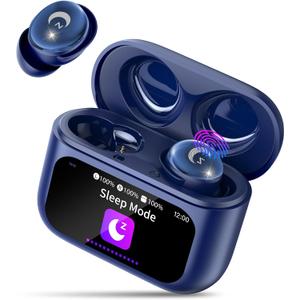 Sleep Earbuds Bluetooth 5.4, 48H Smart Touch Screen in Ear Ear Buds, Mini Sleep Headphones Small Design for Side Sleepers, Clear Calls, 5 EQ Modes, IPX7 Waterproof Earphones, Blue Earbuds, 2025