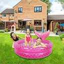 Inflatable Kiddie Pools Mermaid, Backyard Round Swimming Pool for Kids, Cute Raft Paddling Pool Indoor&Outdoor Toddler Fun Water Swim Beach Floaties Toys Fishing Pond Ball Pit Pool (35 inch)