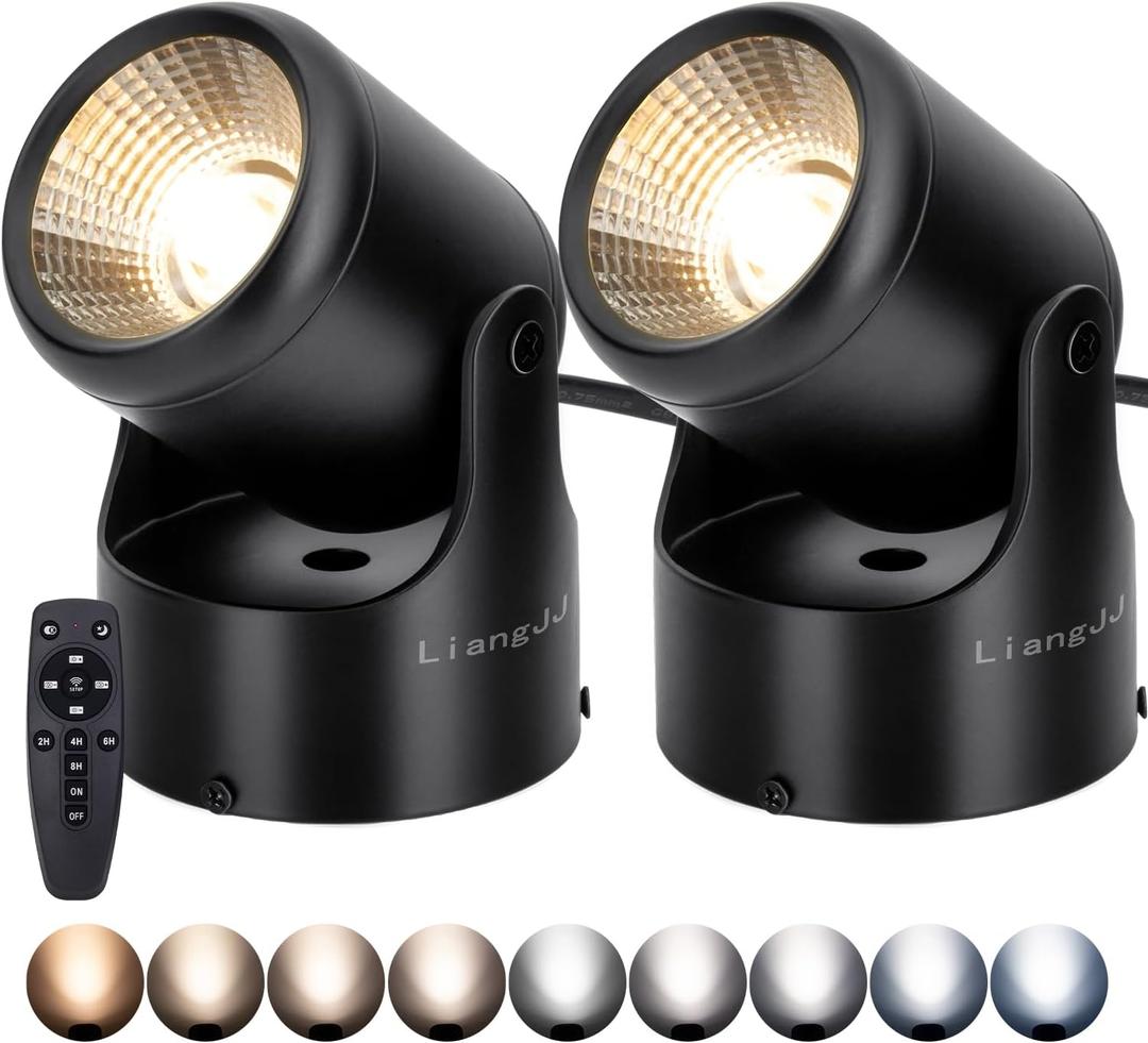 Uplights Indoor, 2 Pack 12W Uplighting with Timer and Remote, Stepless Adjustable Color Temperature and Dimmable Floor Can Light, 6000K Accent LED Spot Lights for Plant, Artwork, Corner, Wall