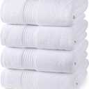 Utopia Towels 4 Pack Bath Towels Set, 27 by 54 Inches, 100% Ring Spun Cotton, Quick Dry, Highly Absorbent, Soft Feel Towels, Perfect for Daily Use, White