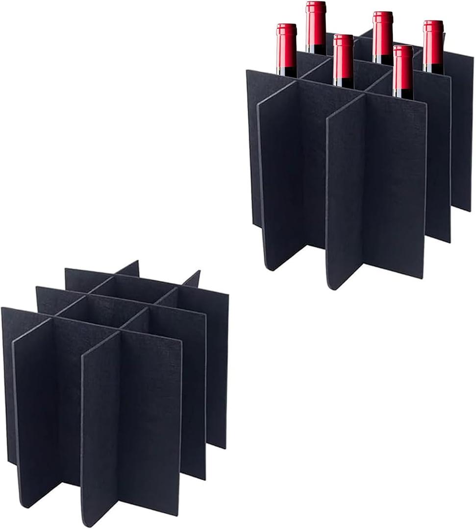 2 Sets Glass Divider Kits for Moving Boxes, Reusable Felt Dividers for Glassware WineBottle Kitchen Dish Packing, Fit Boxes About 16 x 12 x 12 inches