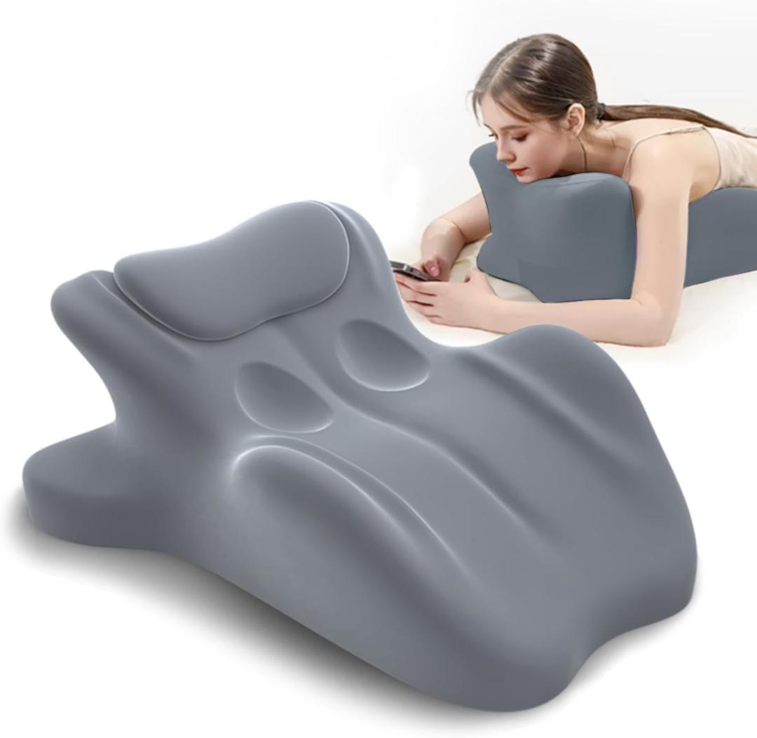 Ergonomic Memory Foam Wedge Pillow, 27 Angled Support for Neck and Waist, Multi-Position Support Pillow - Grey (Plus Size 25.5 * 21.5 * 11.8 inch)