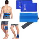 Koo-Care 2 Gel Ice Pack for Injuries Reusable Hot Cold Pack Wrap with Elastic Strap - 11" x 5.9" - Flexible Cold Compress for Head Shoulder Arm Elbow Wrist Back Knee Ankle - Pain Relief for Migraine