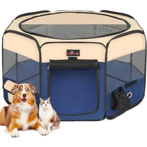Aivituvin Dog Playpen Foldable Waterproof Pet Play Pens for Cat, Puppies, Rabbits, Chickens, Durable Portable Pet Tent for Travel Camping Indoor/Outdoor Blue XL