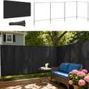 Windscreen4less Outdoor Privacy Fence Screen, 5'x24' Freestanding Privacy Fencing Set with Iron Poles and Ground Spikes, UV Resistant Mesh Cover Garden Pet Fencing for Backyard Patio Pool, Black