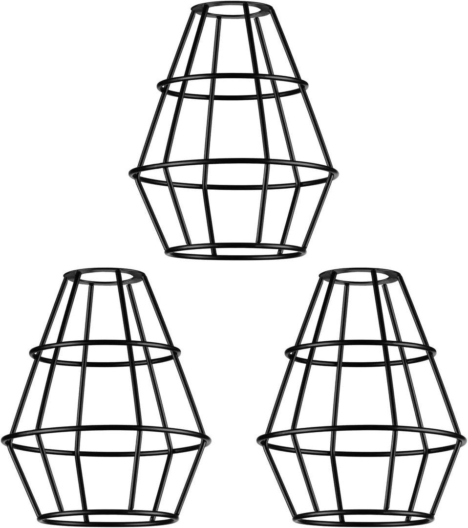 Pendant light shades, Wall Lamp Shades, Vintage Metal Wire Lamp Shades, Farmhouse Style Lighting Cage Shades, DIY, Set of 3