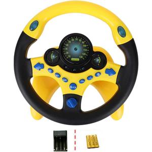 Coherny Simulated Driving Controller Portable Simulated Driving Steering Wheel Copilot Toy Children's Educational Sounding Toy Small Steering Wheel Toy Gift Funny Interactive Driving Wheel with Music (Yellow)