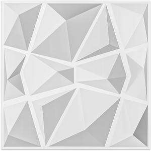 Art3d 19.7"x19.7" (Pack Of 12) Wall Panel 3D Pyramid, White
