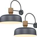 Darkaway Large Barn Light Fixtures 18inch Dome Wall Lamps Sconces with Hammered Metal Shade, Blue Gooseneck Lighting for Outdoor Indoor Patio Porch Hallway Garage Lights, 2 Pack