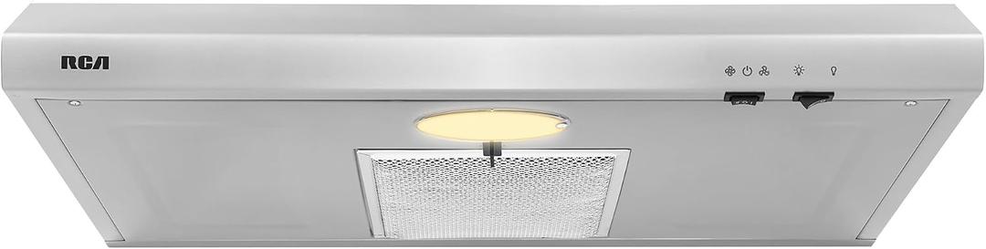RCA R-RHUCC30SSS 30 in. Century Collection Ductless Under Cabinet Range Hood, Reusable Filter, Rocker Switch, Light, Stainless Steel