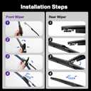 24"+18" Windshield Wipers with 11 Inch Rear Wiper Blade Replacement for Hyundai Venue 2019-2025-Original Factory Quality-J Hook Wipers(Pack of 3)