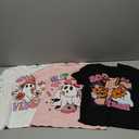 RoseSeek Girl's Bow Cherry Graphic Tees Short Sleeve Crewneck Cute T Shirts Tops for Teens Summer Tops 10Y (White, Pink, Black, Pack of 3)