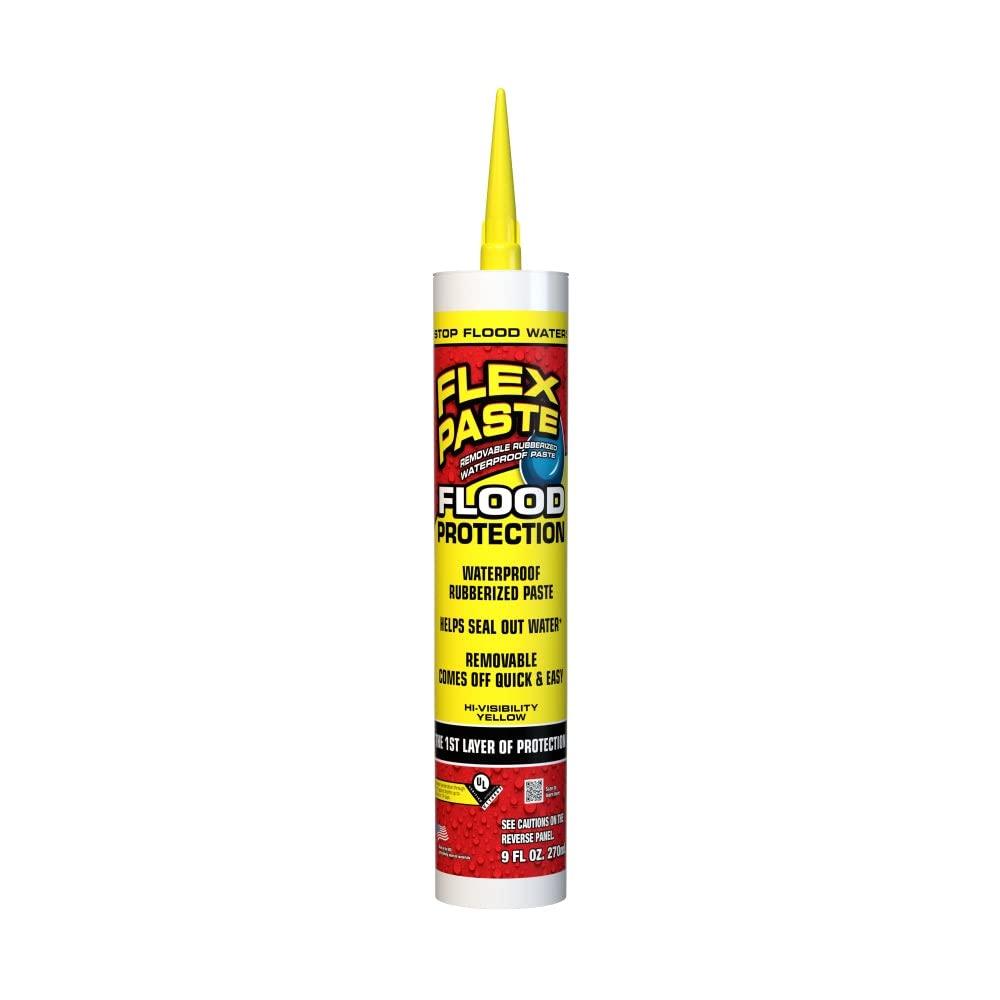 Flex Paste Flood Protection, 9 oz Cartridge, 1-Pack, Waterproof Rubberized Paste, Removable, Use on Windows, Doors, Garage Doors, Seams, Casings, Thresholds, Conduits, Vents, Ducts, and More