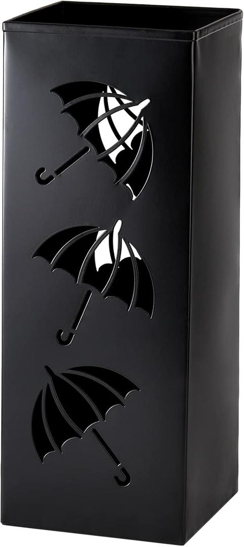 Okllen Metal Umbrella Holder, Square Umbrella Stand Rack for Entryway, 6.3" x 6.3" x 16.5", Black
