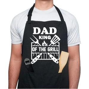Funny Grill Apron for Men, Fathers Day Apron Gifts for Dad Papa, Husband Grandpa with Pockets