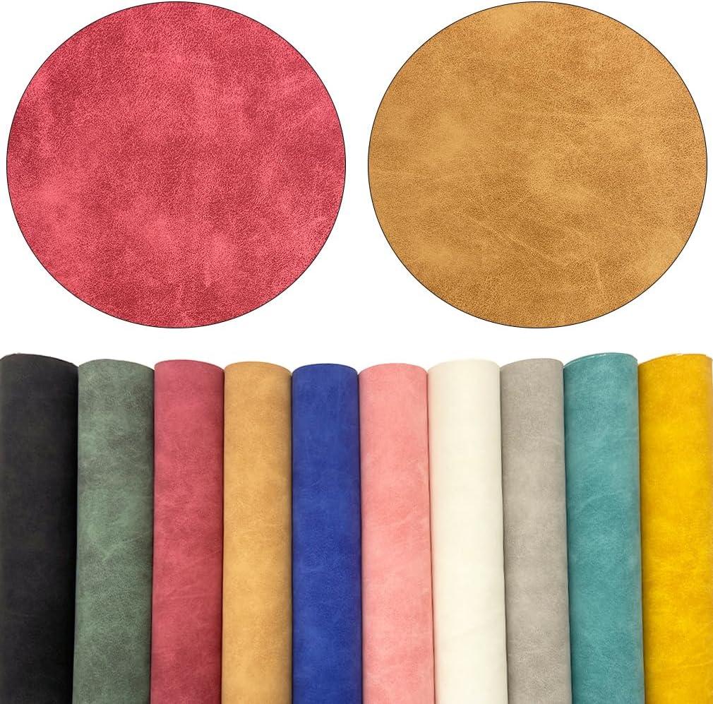 10 Colors Soft Suede Synthetic Faux Leather Sheets 8x12 Inches(20 x 32cm) Smooth Solid PU Leather for Handmade DIY Sewing Crafts