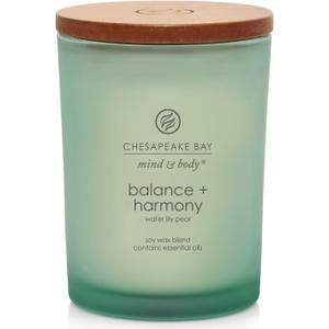 Chesapeake Bay Balance + Harmony Scented Candle Water Lily Pear Fragrance 50 Hours Burn Time Warm & Decorative Soy Wax Blend (Medium Jar)