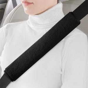 LACDL Extra Long Seatbelt Cover Super Soft Furry for Adults Kids Women & Men, Thick Plush Full Car Seat Belt Strap Cushion, Fluffy Shoulder Pad Protector, Auto Interior Accessories, Black, 13in, 2pcs