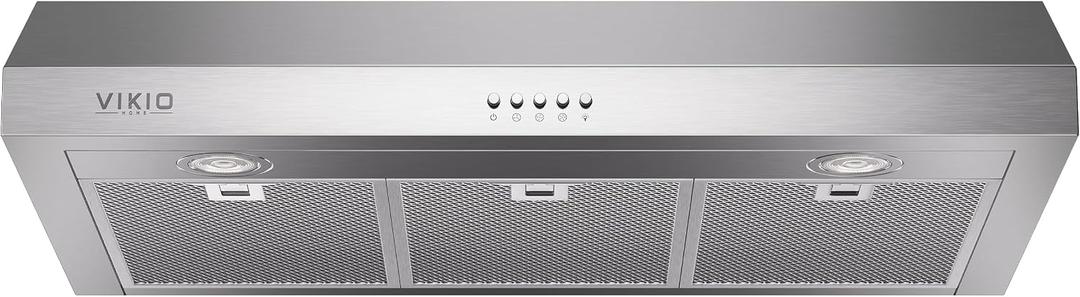 VIKIO HOME Under Cabinet Range Hood 30 Inch, 1200 CFM Dual-Motor Kitchen Vent with LED Lights, Button Control, Ducted Vent Hood, Reusable 5-Layer Aluminum Filters, Stainless Steel