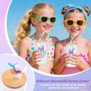 4 x Birthday Gifts for 4 5 6 7 8 9 10 11 12 Year Old Girls Monogrammed Initial Glass Cups,16oz Glass Cups with lid and straw, Personlized Valentine Mermaid Gifts for Kids Girls Purple K