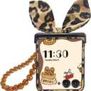 for Motorola Razr Ultra 2025 Case with Hinge Cover & Ring & Chain, Leopard Print Design Cute Razr Ultra 2025 Case for Women, Shock Elegant PU Leather Phone Case for Moto Razr Ultra 2025