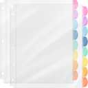Mr. Pen- Clear Sheet Protectors with Tabs, 8 Tabs, 2 Sets, Clear Plastic Dividers for 3 Ring Binder, Insertable Index Page Divider Multicolor Tabs (Candy)