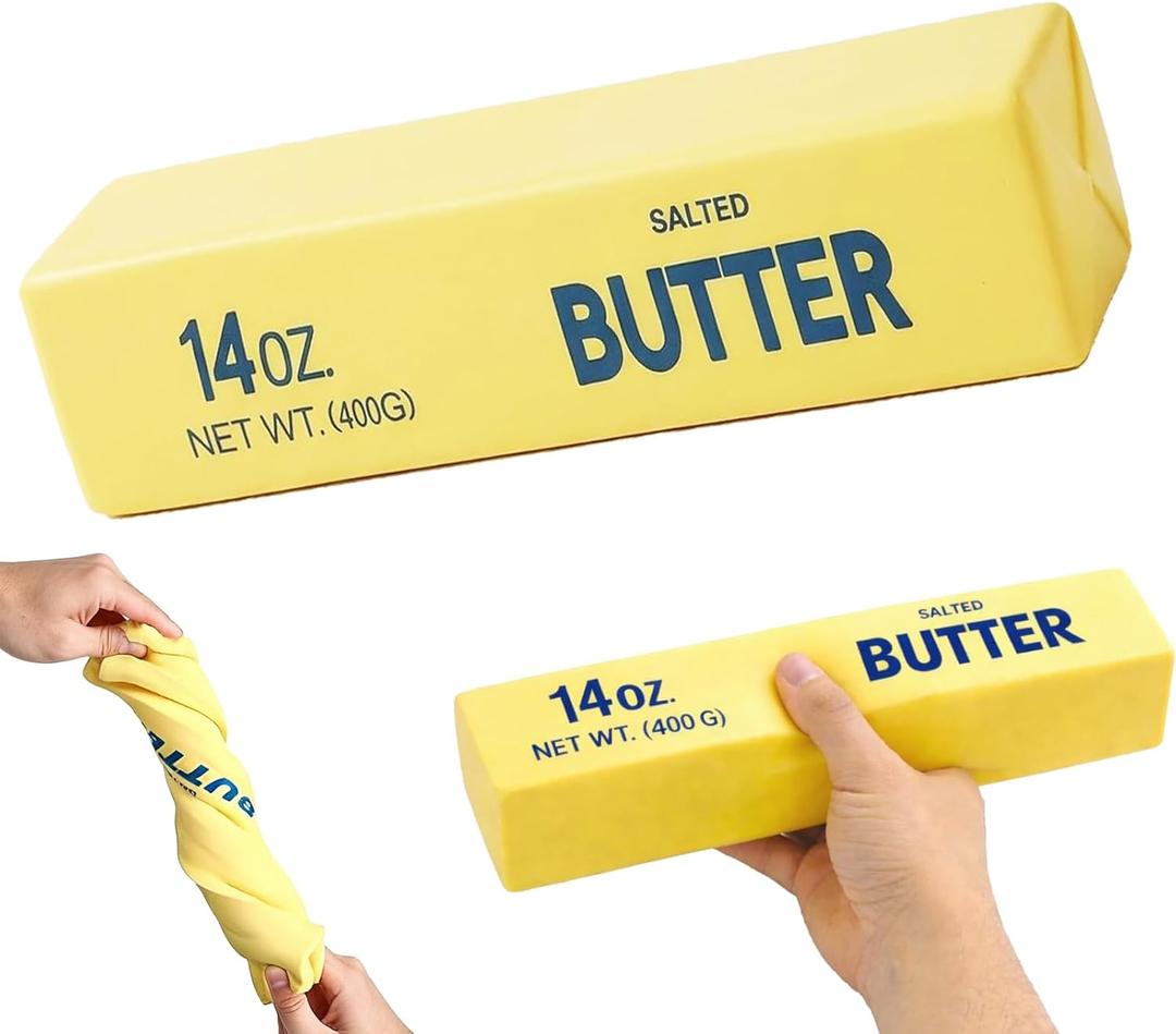 Slow Rebound Cute Butter Squeeze Stress Balls, 2026 New Squeeze Ball Realistic Butter Stick Soft Squeeze Toys, Upgrade Stress Relief Fidget Toys Wet Slow Rebound Stress Relief Toy (Extra Large)