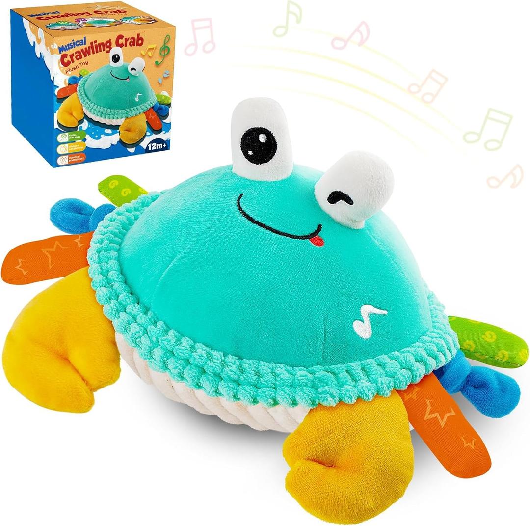 Baby Toys for 12 18 Months - Musical Crawling Dancing Bouncing Learning Crab Plush Toy - Infant Tummy Time Sensory Toys for Toddlers 1-3 Year Old Boys and Girls Christmas Birthday Gifts