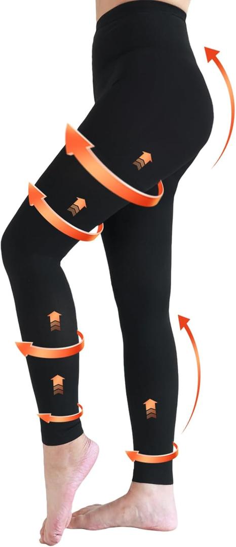 Medical Compression Pantyhose for Women & Men, 20-30mmHg Graduated Support Compression Tights Footless Medical Compression Stockings & Leggings for Edema, Varicose Veins, Swelling (Black,L)