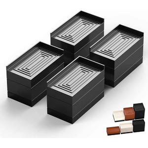 Furniture Risers, Tclouda Bed/Sofa/Desk/Table/Chair Leg/Fridge Lifts to 1.5, 3 and 4 in, Rectangle Adjustable Risers Blocks for Extenders, Heavy Duty Supports Up to 1300 Lbs, 3 in-Black-Rectangle