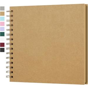 8 x 8 Inch DIY Scrapbook Photo Album Hardcover Kraft Blank Page Acid-Free 40 Pages (20 Sheets) Memory Book for Wedding Anniversaries Family Baby Memories Small Scrapbooking Projects, Yellow