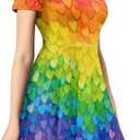 Biyejit Women's Summer Casual Short Sleeve T-Shirt Swing Dress Crew Neck Plus Size XL