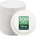 100% Compostable Paper Plates - 10 Inch, Bulk 300 Count - Disposable, Heavy Duty, Biodegradable Plates Made of Bagasse - Eco-Friendly, Large Size (White)