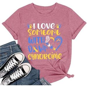 SWTJIC Down Syndrome Awareness Shirts Women Support World Down Syndrome Day Shirt Inspirational Saying GraphicTee Gifts Size S