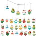 Namalu 24 Pcs Vintage Christmas Hanging Ornament Bowl Shaped Vintage Christmas Ornament Acrylic Hanging Tree Decorations for Party Supplies, 12 Styles