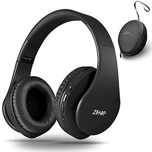 ZIHNIC Bluetooth Headphones Over-Ear, Foldable Wireless and Wired Stereo Headset Micro SD/TF, FM for Cell Phone,PC,Soft Earmuffs &Light Weight for Prolonged Wearing (Black)