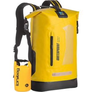 IDRYBAG Waterproof Backpack for Men 40L, Floating Dry Bag Kayak, Dry Backpack Hiking (Yellow)