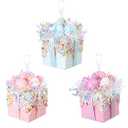 Christmas Tree Gift Box Ornament Set, 3 Pieces Macaron Color Candy Gift Hanging Ornaments for Christmas, New Year, Easter, Birthday (Pink Purple Blue)