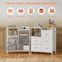 Furnulem 5 Drawer White Dressers for Bedroom 2 Tier Shelf Storage Small Fabric Dresser for Closet Sturdy Metal Frame Modern Style Storage Cabinets Organization Units for Hallway Rooms