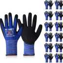 Safety Work Gloves, SF001, Comfort Stretch Fit, Power Grip, Smart Touch, Durable Foam Coated, 3Pairs & 12Pairs (Black, XXL)