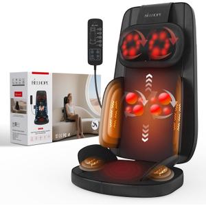 Shiatsu Neck and Back Massager with Heat, 4D Kneading Back Massager for Pain Relief Deep Tissue, Comfortable Back Massage for Chair, Massager for Home Office, Christmas Gifts for Women Men Parents (Black)