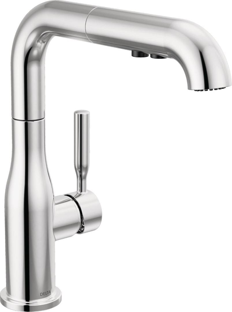 Delta Almari Chrome Kitchen Faucet with Pull-Out Sprayer, Modern Single Hole Kitchen Sink Faucet, Single Handle, Chrome 16943-DST