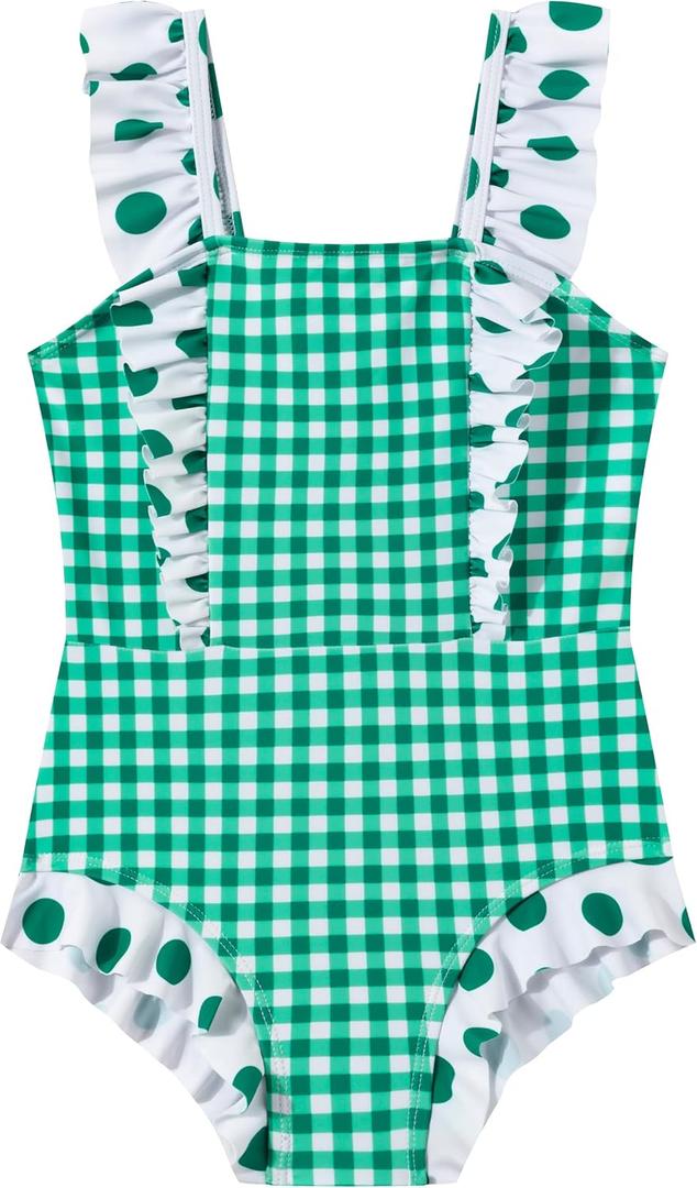 LIZENS Girls One Piece Swimsuit Ruffles Bathing Suit for Kids 2-12T