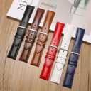 Leather Watch Bands Compatible with Garmin Venu 2S/Vivoactive 4S/Venu 3S/Vivomove 3S, 18mm Soft Genuine Leather Replacement Wristband for Garmin Forerunner 265S/255S/255S Music Women Men