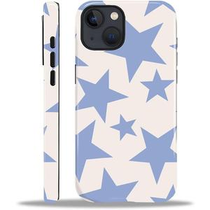 for iPhone 15 Case for Women Girl Men Boy, Compatible with MagSafe, Shockproof Soft Silicone & Hard PC Shell Protective Case for iPhone 15 - Light Blue Stars